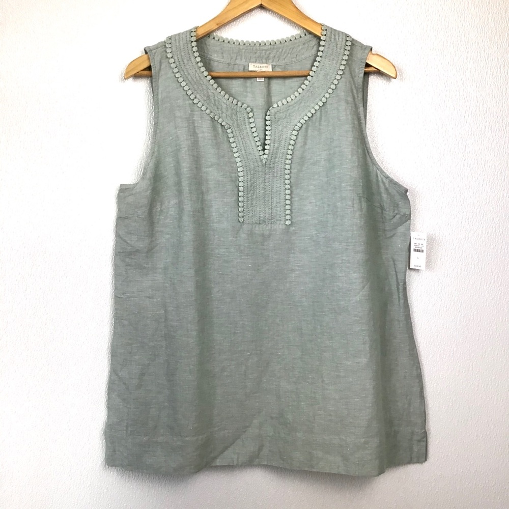 NWT Talbots Linen Light Blue Sleeveless Si…
